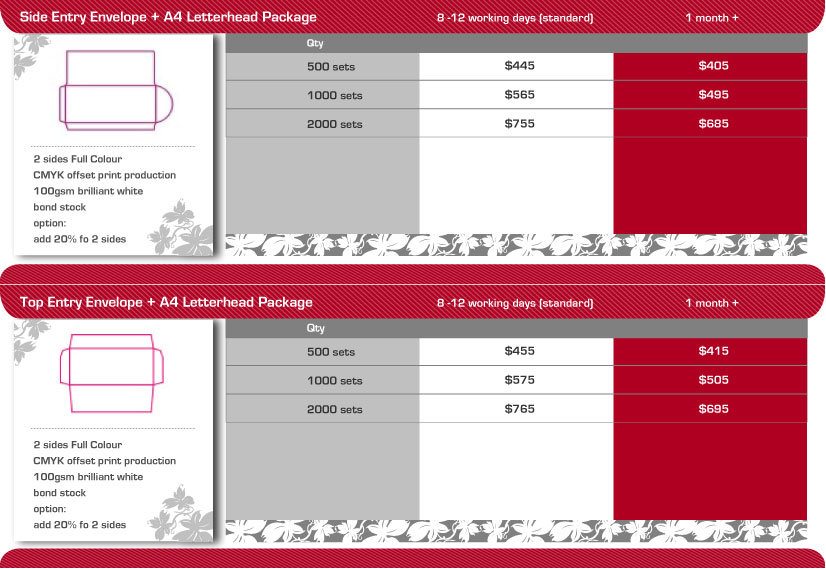 letterheads & envelopes package